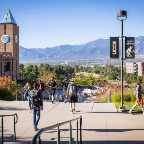 Students walking on UCCS campus